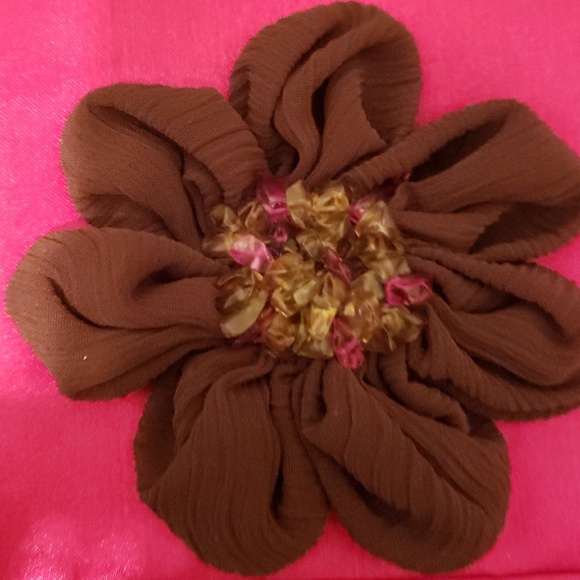 Dress up sachet mauve Satin and brown flower with - Picture 3 of 7